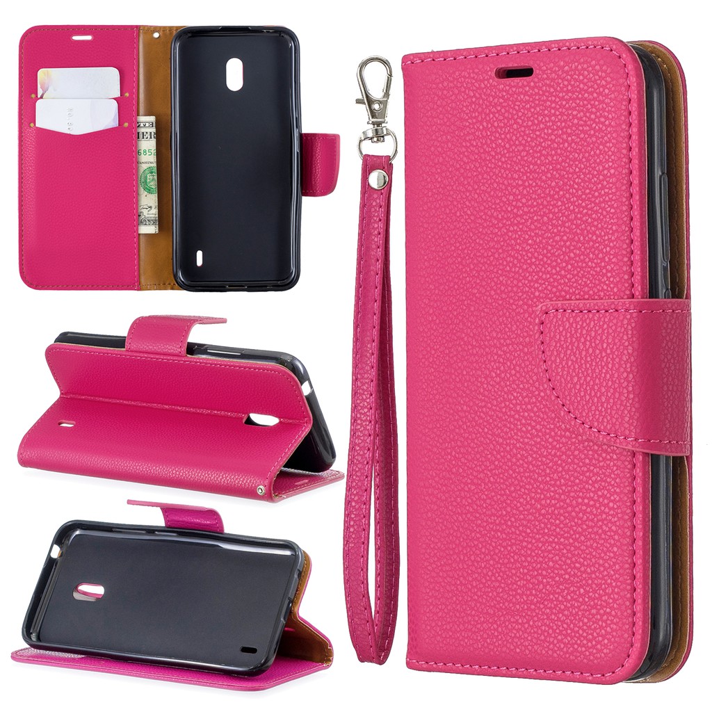 Casing Nokia 2.2/3.2/4.2 lychee pattern solid color leather phone case