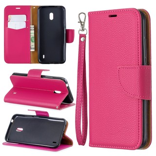 Casing Nokia 2.2/3.2/4.2 lychee pattern solid color leather phone case