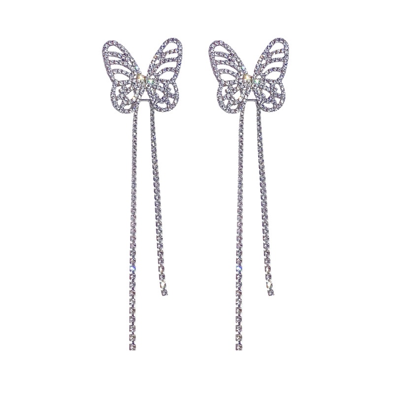 Bông Tai Hình Bướm Đính Đá Lấp Lánh Thời Trang Hàn Quốc