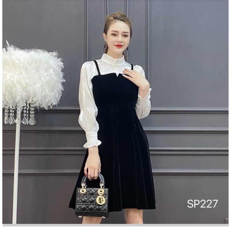 Đầm Nữ Xòe Phối tay Bồng Dự Tiệc Sang Chảnh