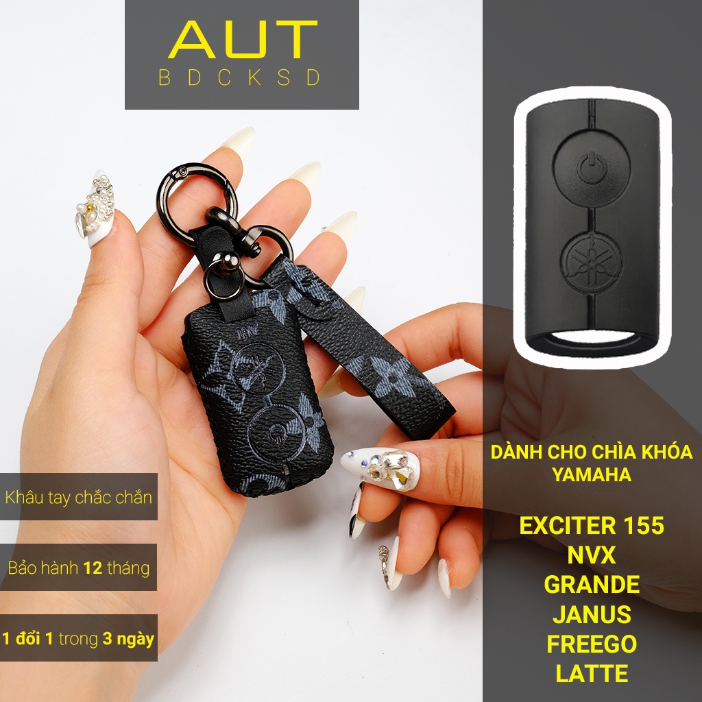 Bao da bảo vệ chìa khoá xe Yamaha Janus Grande Nvx Exciter 155 LV khâu tay YAV AD có tay cầm mẫu mới