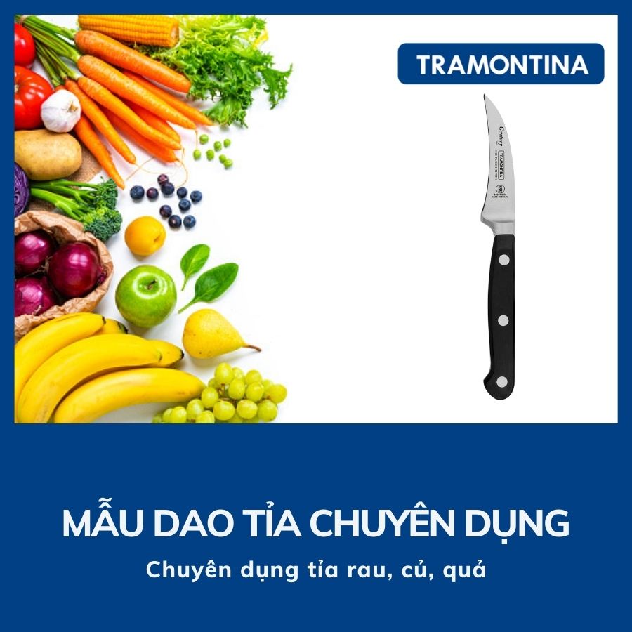 Dao tỉa hoa quả Tramontina Century 24001 đầu nhọn lưỡi cong sắc bén chất liệu thép rèn cao cấp 17.6cm nhập khẩu Brazil