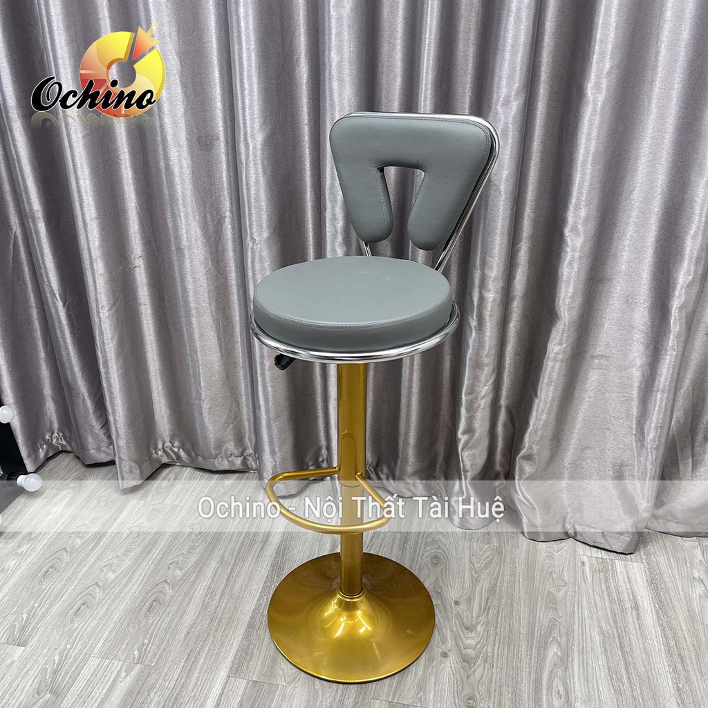 Ghế Bar, Ghế Trang Điểm Mẫu Tựa Tam Giác Chân Vàng K1 Sang Chảnh Điều Chỉnh Độ Cao 60/80 Và Xoay 360 Độ (Có Sẵn)