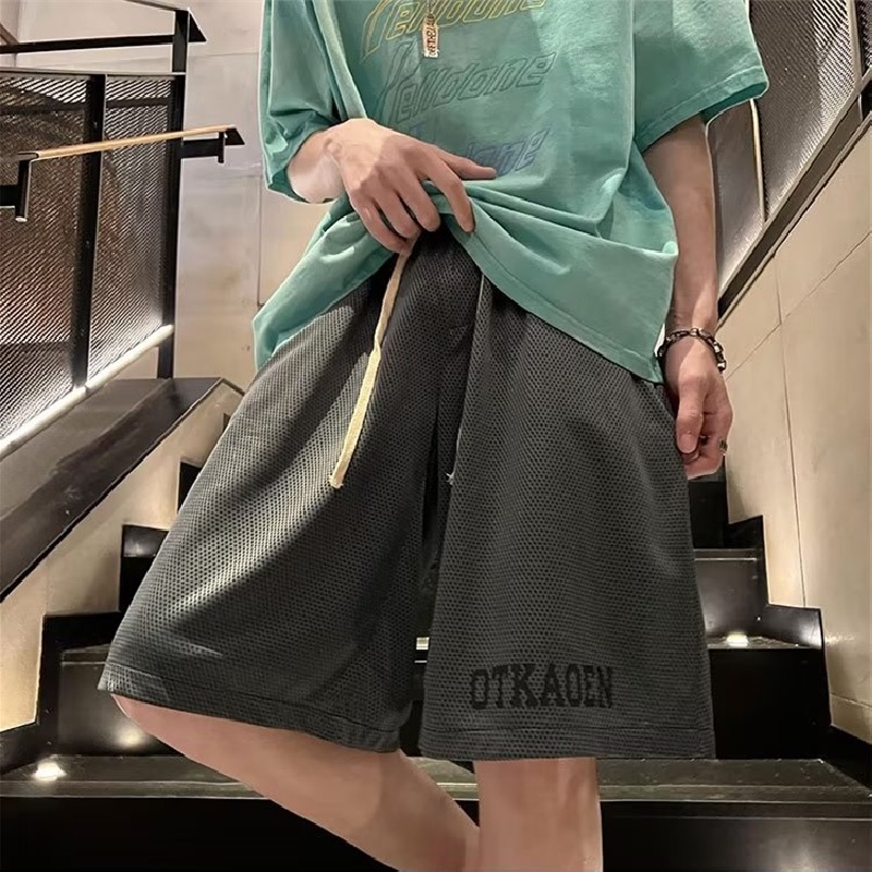 Quần Short Dáng Rộng Lưng Thun Co Giãn Tốt In Chữ Cỡ Lớn M-2XL Thời Trang Cá Tính Cho Nam