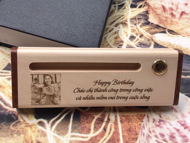 Quà lưu niệm Bút gỗ, hộp bút gỗ khắc tên - Quà tặng sinh nhật, thầy cô, quà cưới, quà giá rẻ