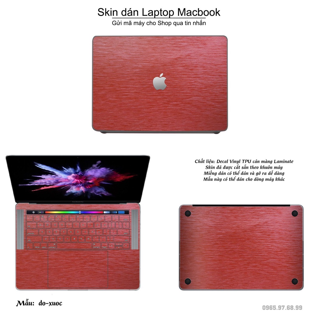 Skin dán Macbook mẫu Aluminum Chrome đỏ xước (đã cắt sẵn, inbox mã máy cho shop)