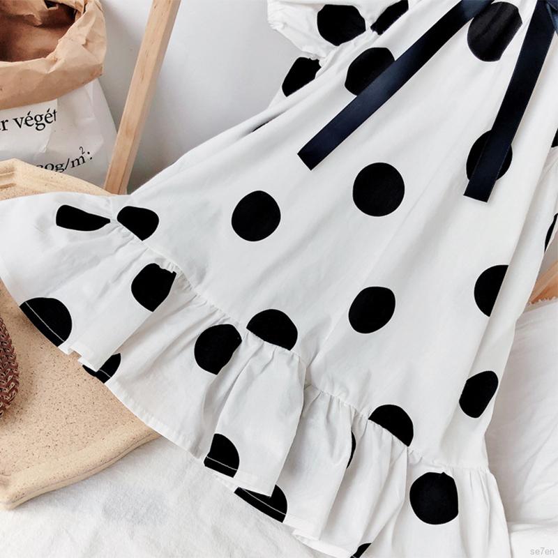 Đầm công chúa họa tiết chấm bi mùa hè đáng yêu cho bé gái 1-7 tuổi