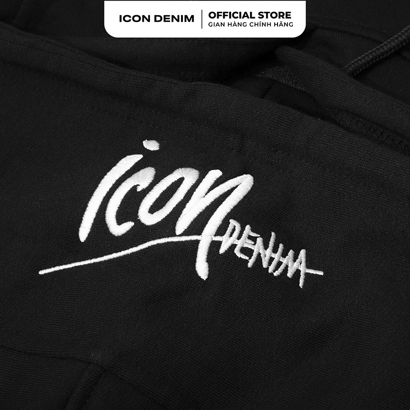 Áo Nỉ Hoodie Có Nón ICON DENIM Unisex Màu Đen Dày Dặn, Có Chữ Ký Thêu Sau Nón | BigBuy360 - bigbuy360.vn