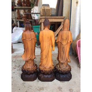 Tượng gỗ tam thế phật