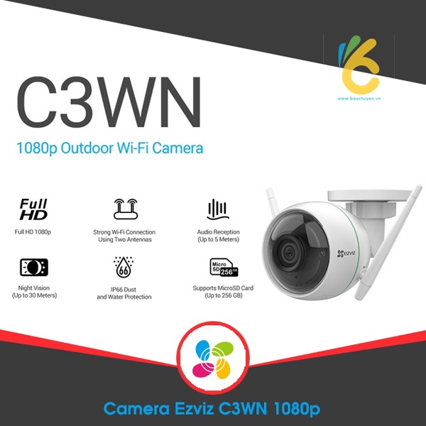 Camera IP Wifi Ezviz C3WN 2MB Full HD 1080P (Camera Ngoài Trời)-Hàng Chính Hãng BH 24TH