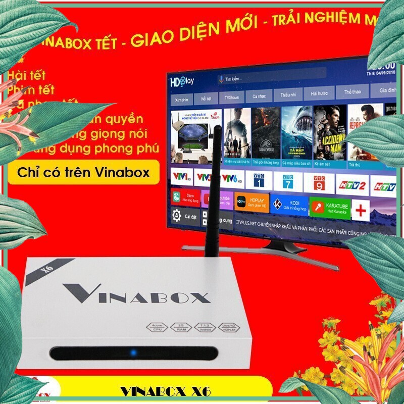 [Giá Tốt]  Android Tv Box Vinabox X6 - chip lõi tứ, ram 2GB - điều khiển bằng giọng nói tiện ích