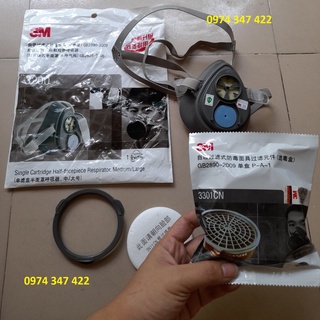 Mặt nạ 3M 3200 + phin lọc 3M 3301CN + bông lọc 3M 3N11CN + NẮP LỌC 385 CÓ SẴN