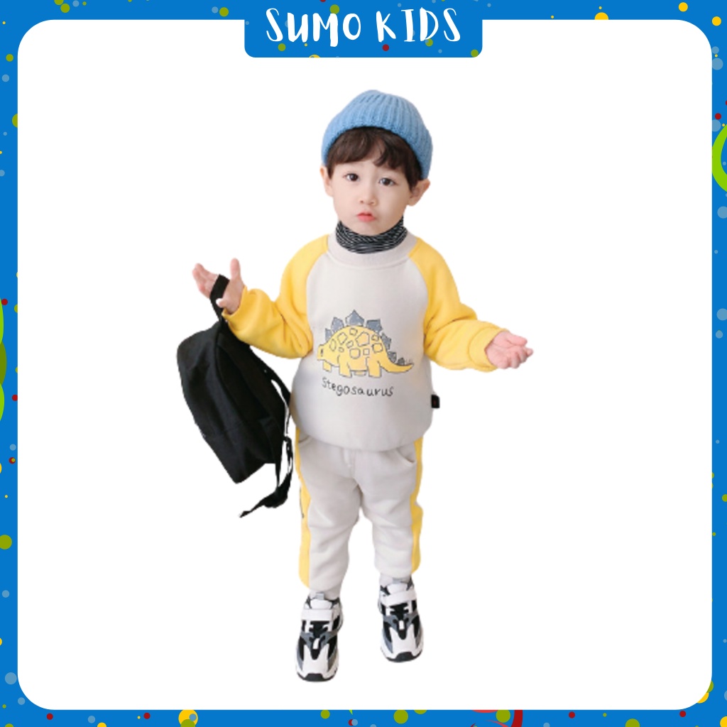 Bộ Nỉ Bông Cho Bé, Bộ Nỉ Bông In Hình Khủng Long Cho Bé Từ 6-28kg - SUMO KIDS