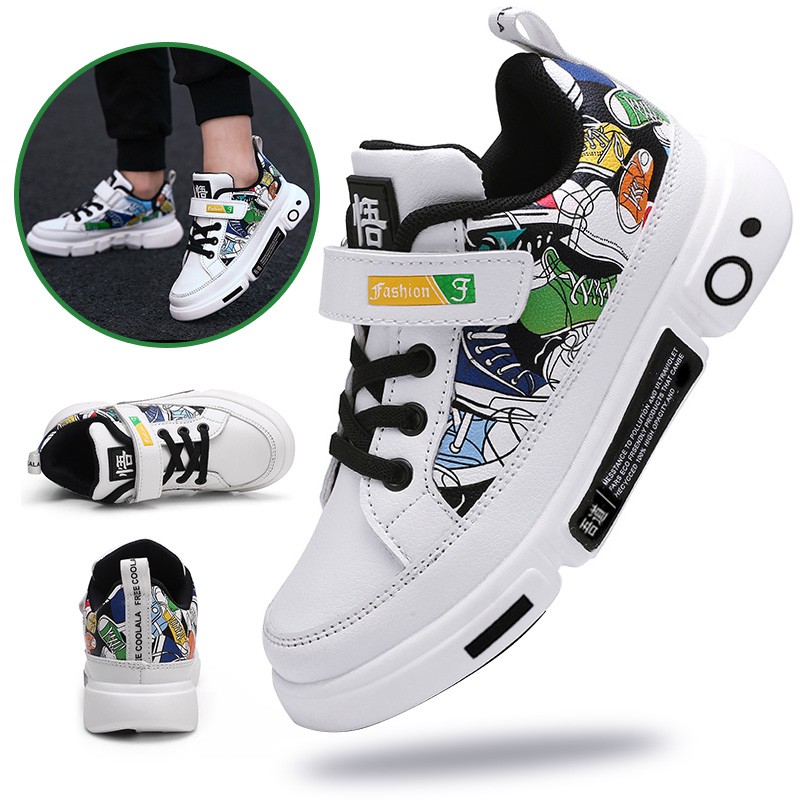 Giày Sneaker Trắng Đen Nhiều Kích Cỡ Cho Bé