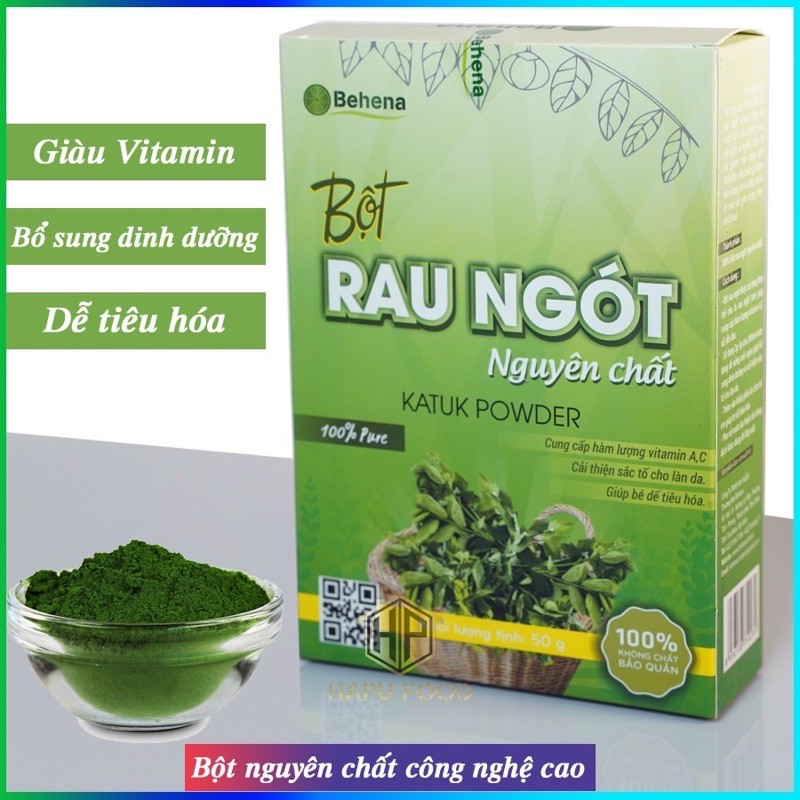 Bột rau ngót Behena, cải thiện hệ tiêu hoá , thanh lọc cơ thể, giàu chất xơ và vitamin (Hộp 50gram)