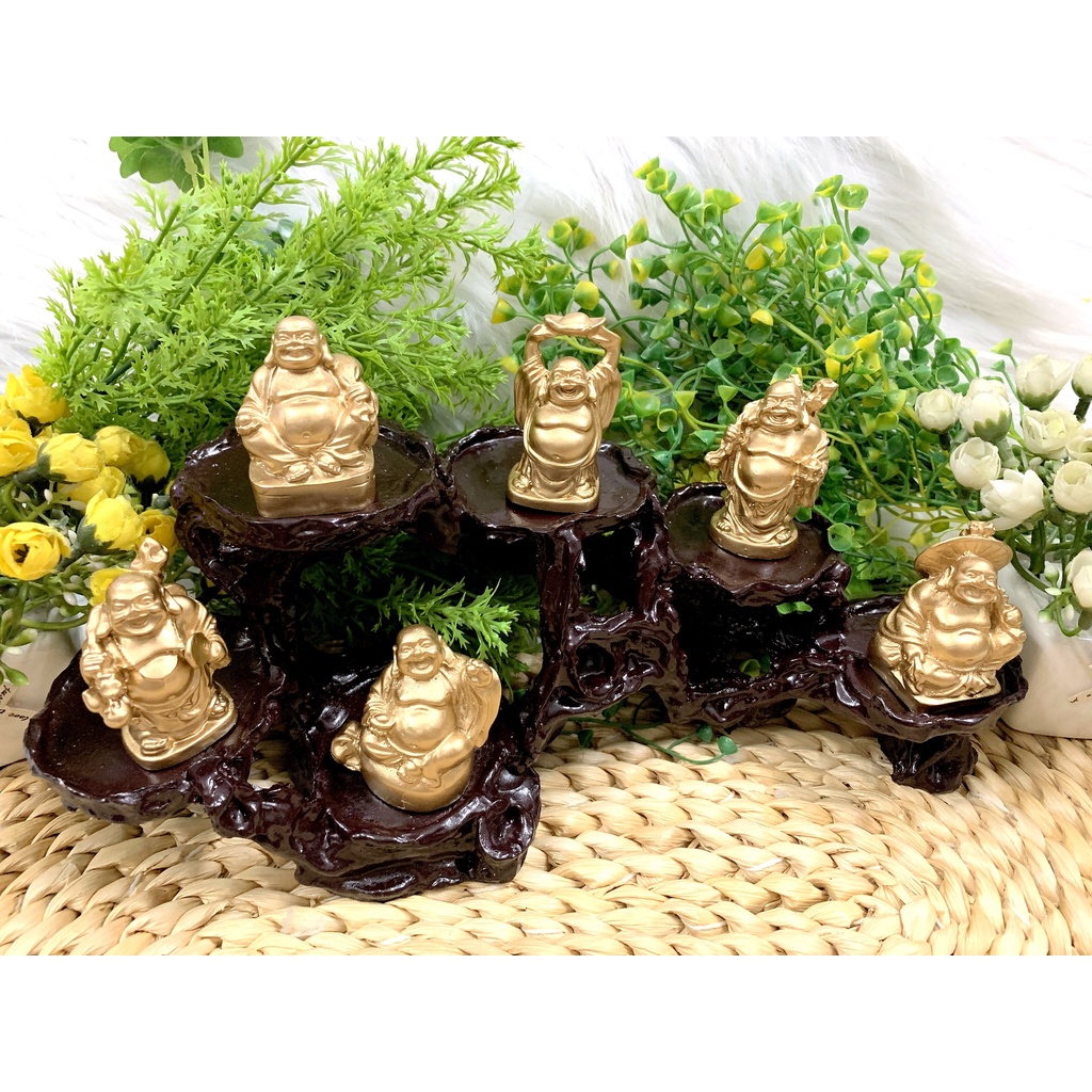 Full Set 6 tượng Bồ Tát Di Lặc Hoan Hỉ Tài Lộc tọa đế 6 chân ( Hình Thật - Video Thật )