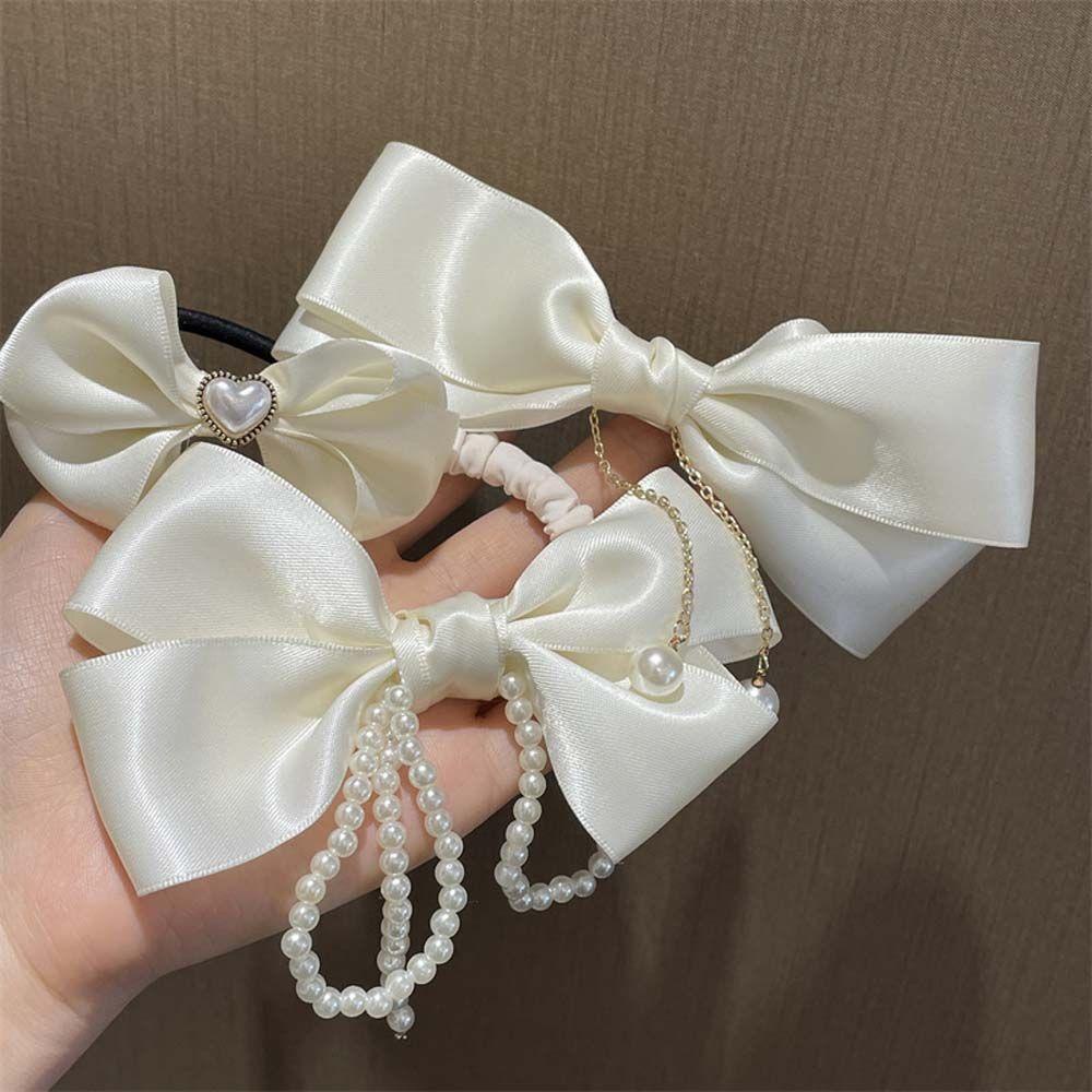 JARRED Dây Cột Tóc Đuôi Ngựa Bằng Satin Đính Nơ Phong Cách Hàn Quốc Thanh Lịch