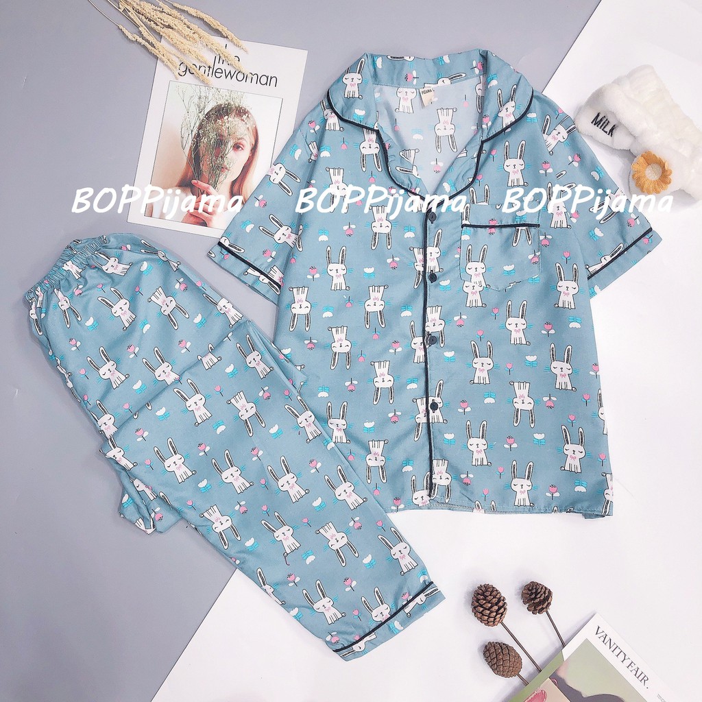 Đồ Ngủ Nữ Pijama Tay Ngắn Quần Dài HATIBO, Bộ Pizama Vải Kate Thái Loại 1 Mặc Nhà Thu Đông | BigBuy360 - bigbuy360.vn