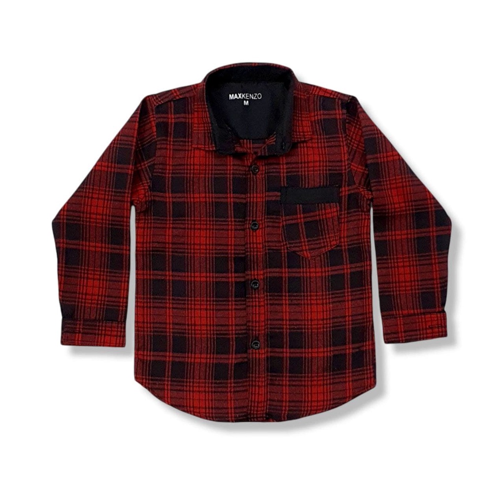 Áo Sơ Mi Flannel Tay Dài Kmj01 1-10 Tuổi Cho Bé