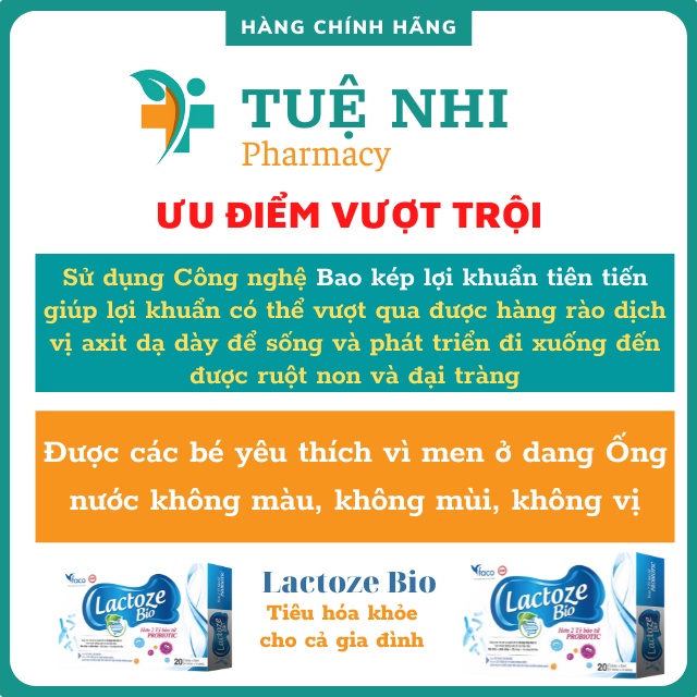 Men vi sinh Lactoze Bio Vifaco hỗ trợ cải thiện hệ vi sinh đường ruột - NT024