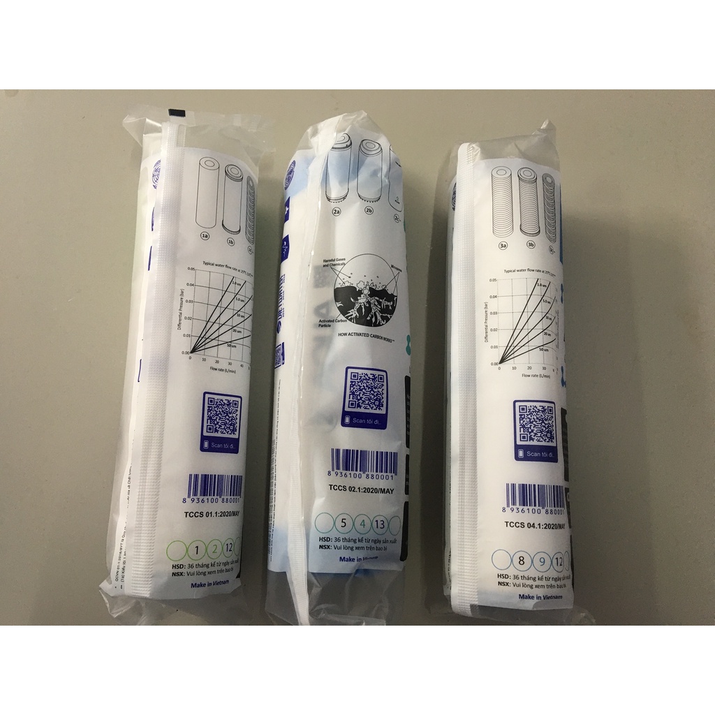 Bộ 3 lõi lọc nước 1,2,3 Aqua chính hãng