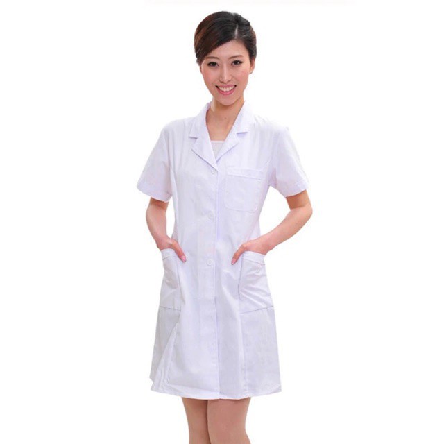 ✅ Áo Bác Sĩ Ngắn Tay Trắng | Sỉ Lẻ Áo Blouse Trắng, Đồng Phục Bệnh Viện -VT0173