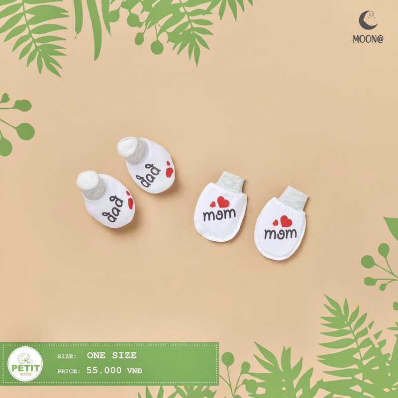 Set bộ nón - bao tay chân sơ sinh Moon petit mẫu Dadmom