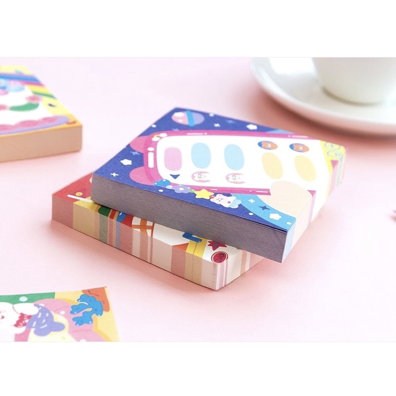 Giấy note cute  Bộ giấy note 100 tờ ghi chú hình gấu dễ thương tiện lợi trang trí hãng Jiyu