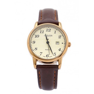 Đồng hồ nữ Julius Hàn Quốc JA-508LC dây da có lịch (Nâu)