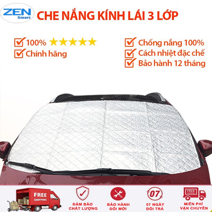 Bạt Phủ Kính Lái Ô Tô Cao Cấp, Bạt Che Nắng Ô Tô Tráng Bạc Cách Nhiệt 3 Lớp - Tránh Tia UV, Bảo Vệ Nội Thất Xe