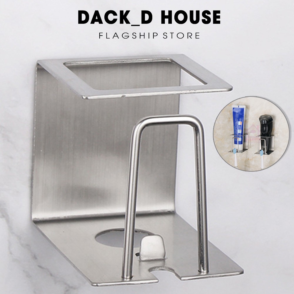 Kệ inox đựng bàn chải kem đánh răng máy cạo râu kèm keo dán 3M Dack D House