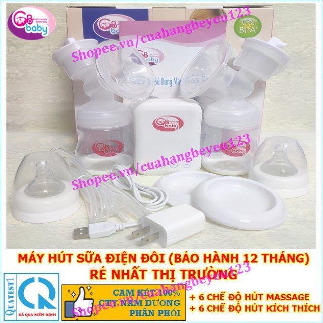 (BH 12TH) Máy hút sữa điện đôi thông minh 6 cấp độ GB BABY (Công nghệ Hàn Quốc)