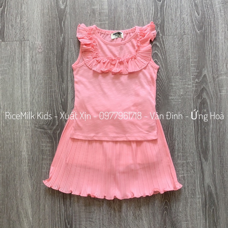 Bộ hè cotton cho bé gái màu HỒNG TERYBERY xuất dư xịn cho bé