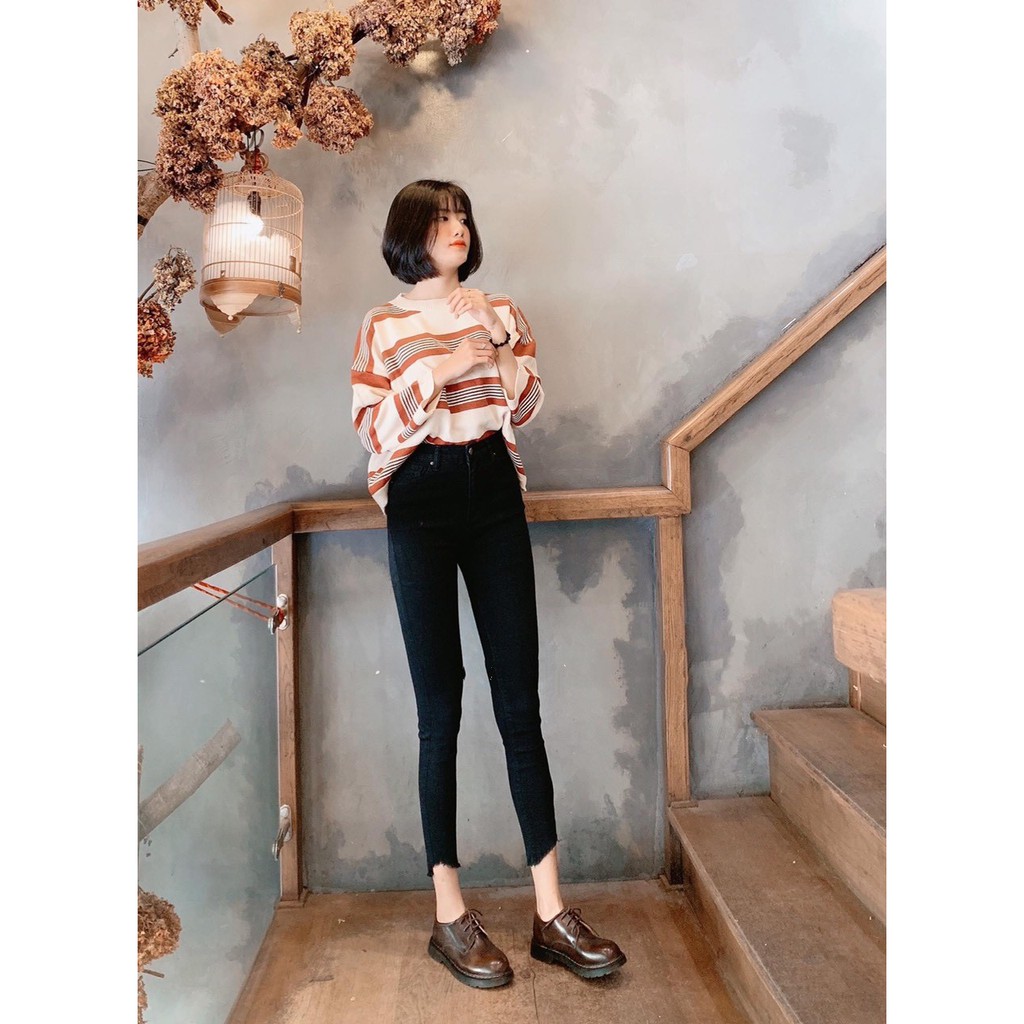 Quần jean nữ DÀI ĐEN KHOÉT RÁCH TUA LAI ( SIZE 26-34 ) MKK3