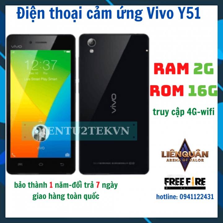 Điện thoại cảm ứng giá rẻ Vivo Y51 Ram 2G/Rom 16G chơi liên quân zalo/fb/tiktok máy đẹp