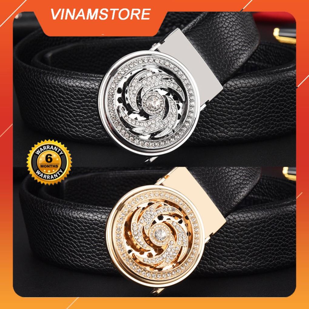 Thắt lưng nam mặt xoay đá sang trọng, khóa tự động, giá siêu rẻ bảo hành 6 tháng VINAMSTORE *