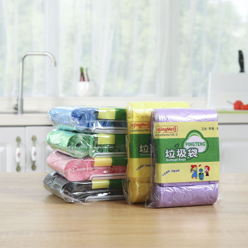 Set 5 cuộn túi đựng rác nhiều màu sắc bằng nhựa dày dặn dùng một lần tiện lợi cho khách sạn/nhà bếp