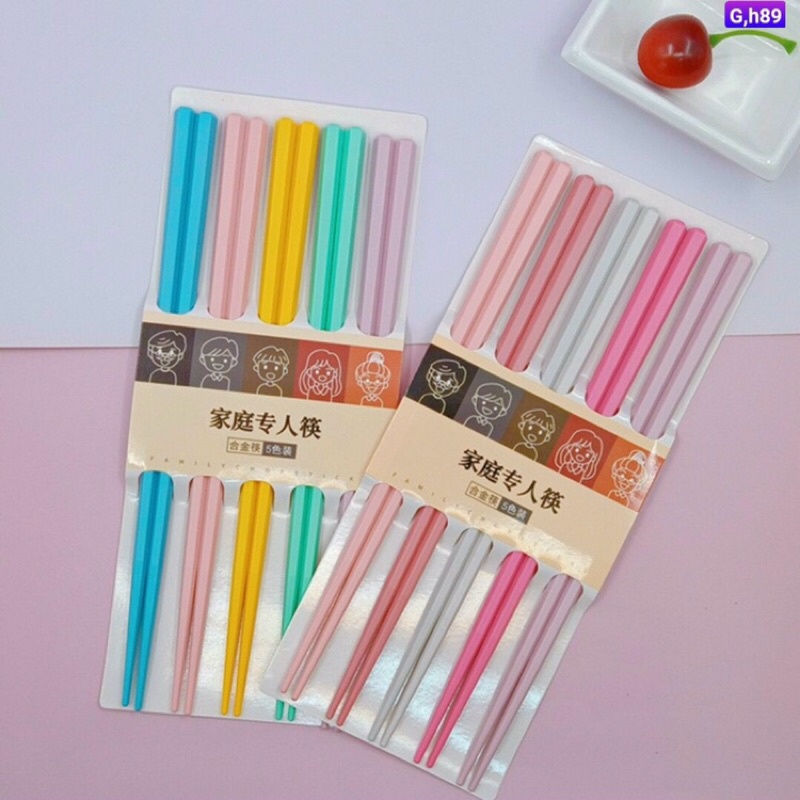 set 5 đũa ăn chống mốc - đầu đũa chống trơn trượt
