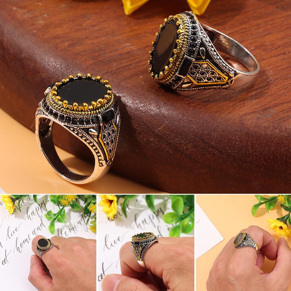 Nhẫn Nam Orentlii Size 6-13 Màu Đen Phong Cách Retro