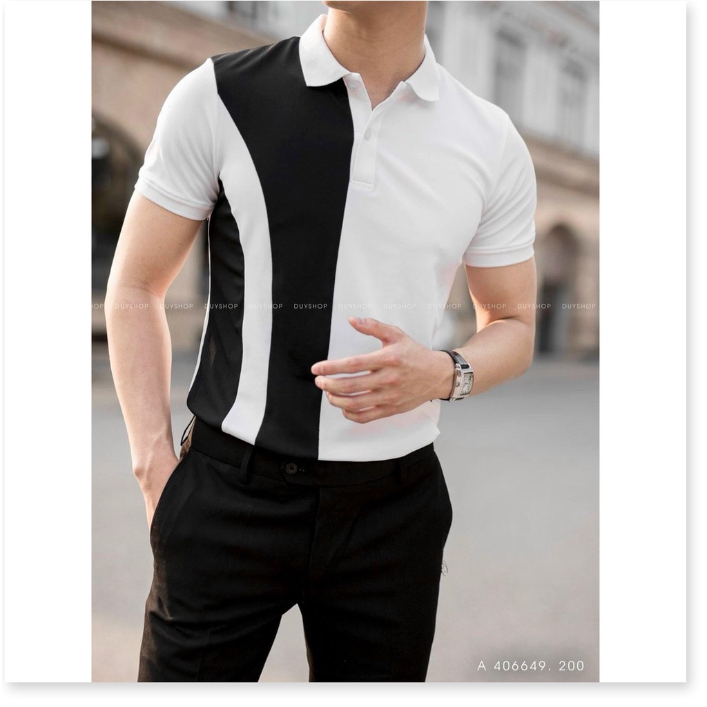 Áo thun nam cổ trụ phối NEW SỌC TRẮNG ĐEN CỰC ĐẸP , HOT PHONG CÁCH HÀN THỜI TRANG LANA FASHION