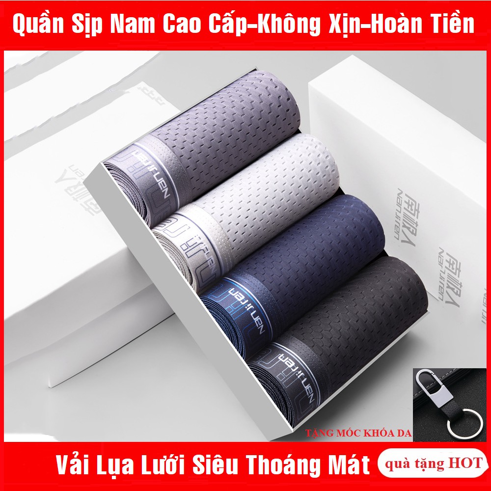 [KHÔNG MÁT, HOÀN TIỀN] Sịp Đùi cao cấp, quần lót nam thun lạnh, hộp 4 quần sịp nam kháng khuẩn thoáng mát