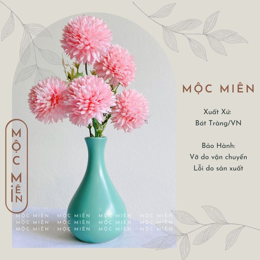 Lọ hoa mini decor màu Pastel Xanh Mint, Xanh Dương, Xanh Ngọc, gommocmien bình gốm sứ Bát Tràng