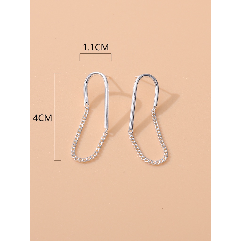 Đôi Khuyên Tai Dây Xích Hình Tròn Thiết Kế Đơn Giản Thời Trang Mùa Hè Dành Cho Nữ