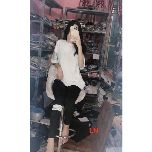 Sét áo phông bốn sọc tay+quần legging sọc LN12