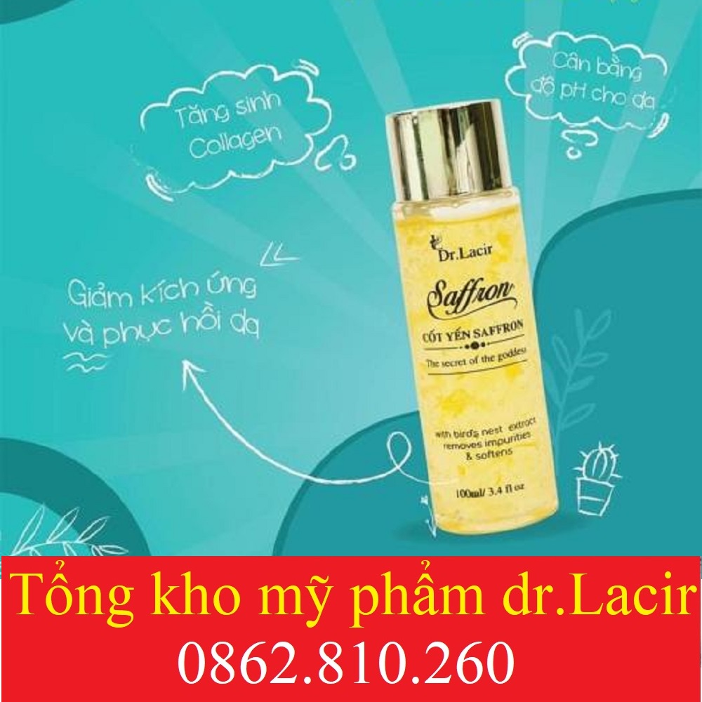 Toner Cốt Yến Safron Drlacir dr lacir 100ml,Hỗ trợ cân bằng độ ẩm da,Giúp co nhỏ lỗ chân lông,làm sạch sâu