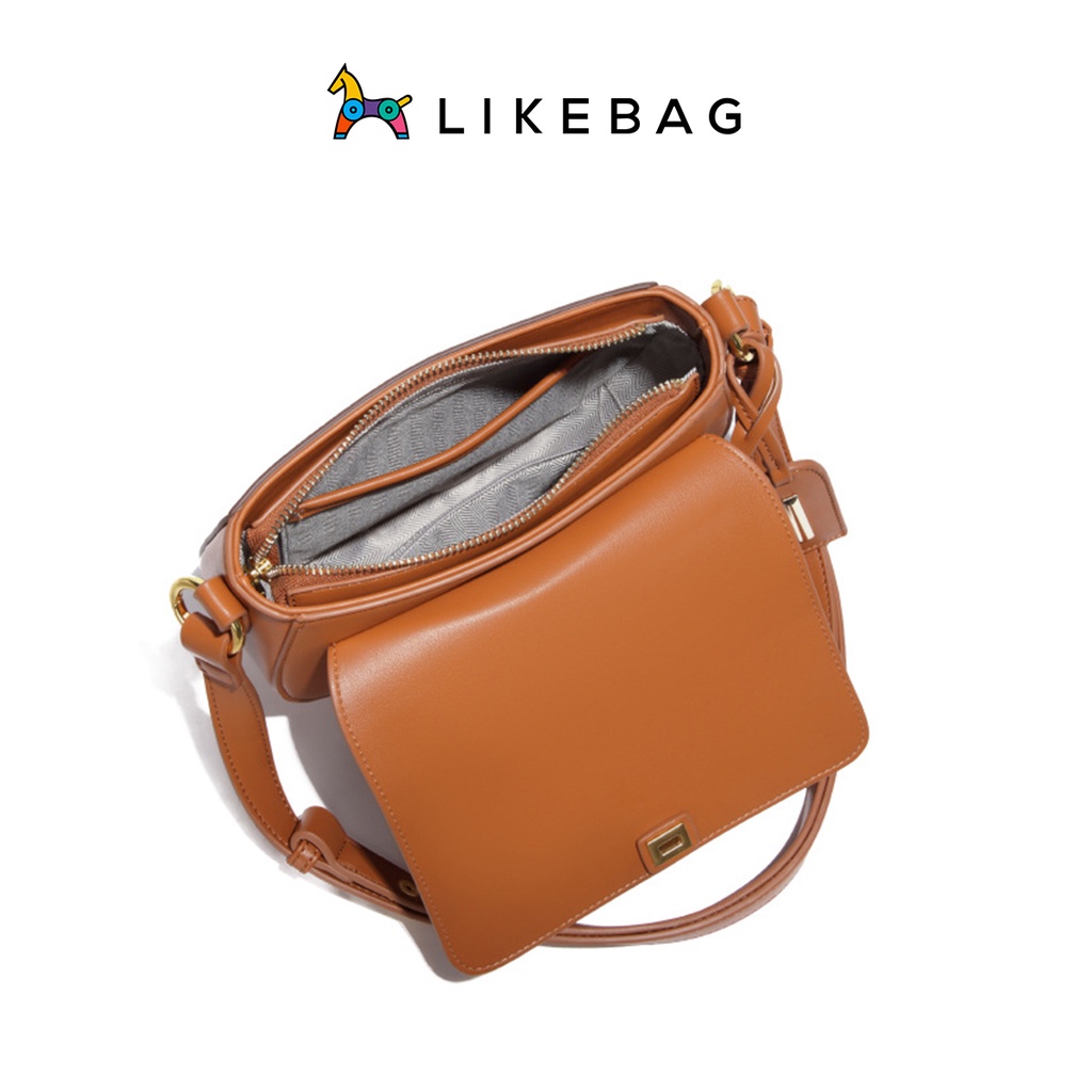 Túi xách nữ đeo chéo LIKEBAG dáng bán nguyệt phối màu thời trang 211XK6936 - LIBAGI