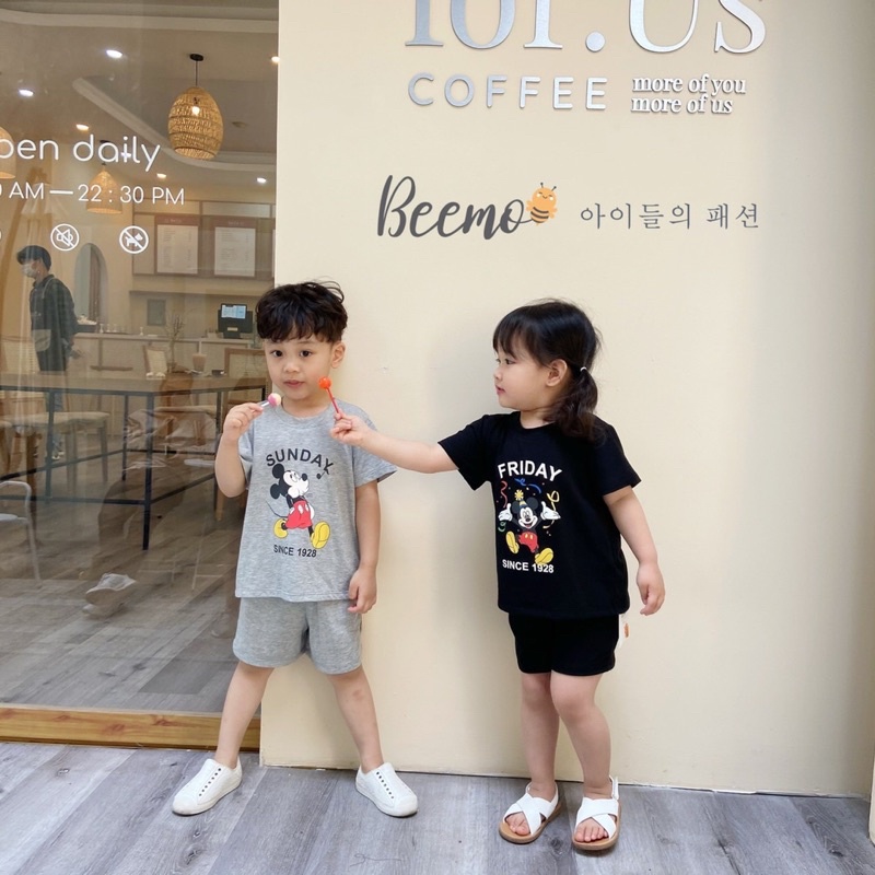 Bộ short cotton micky bé trai bé gái-MS70