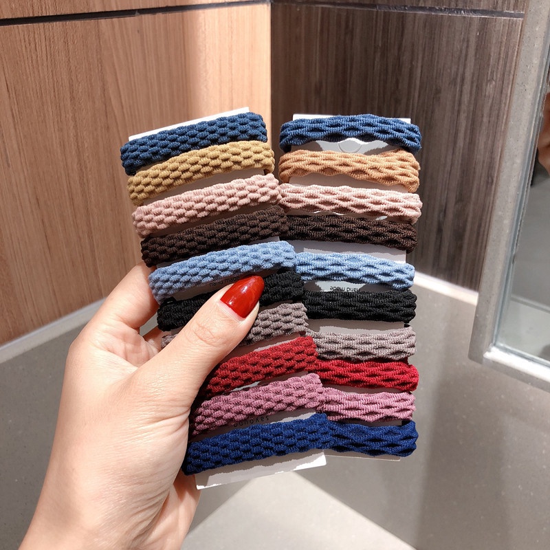 Set 10 Dây Buộc Tóc Co Giãn Đơn Giản Thời Trang Hàn Quốc