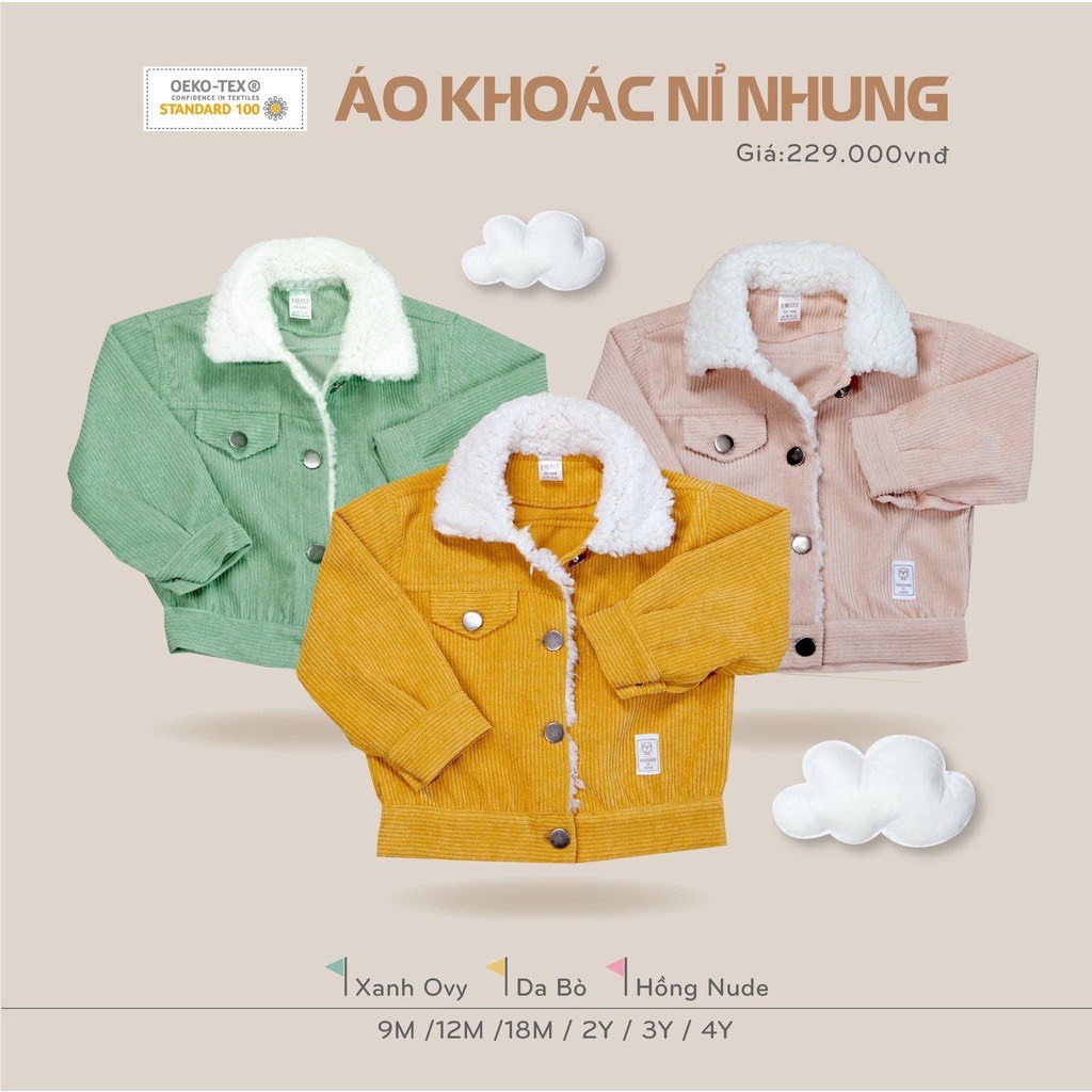 [HRNEE] Áo Khoác Nỉ Nhung Cổ Lông