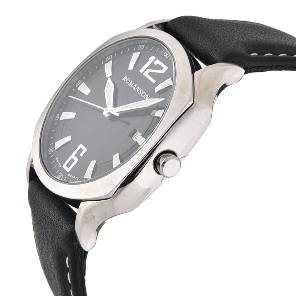Đồng hồ Romanson Men Watch TL1271MWBK nam mặt số dạ quang, kính chống xước, chống nước, dây da cao cấp chính hãng